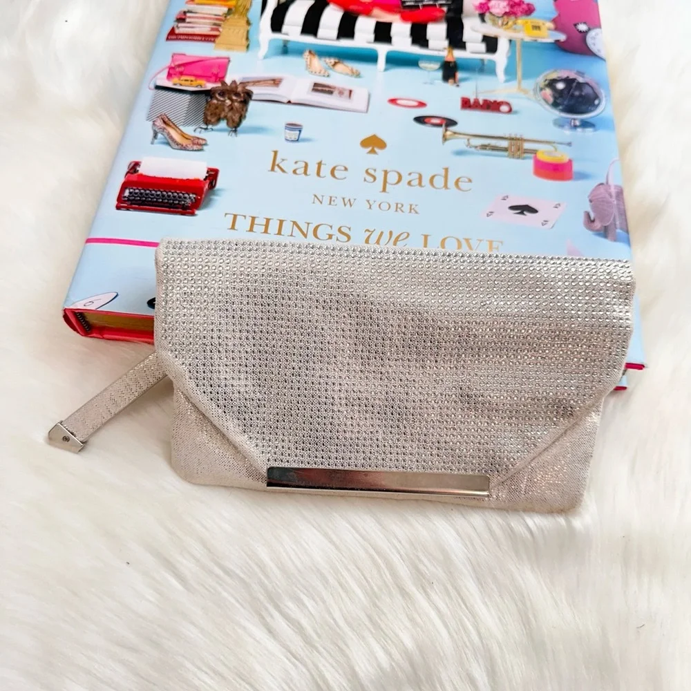 Stella & Dot Silver Mesh Wristlet with Shimmery Finish